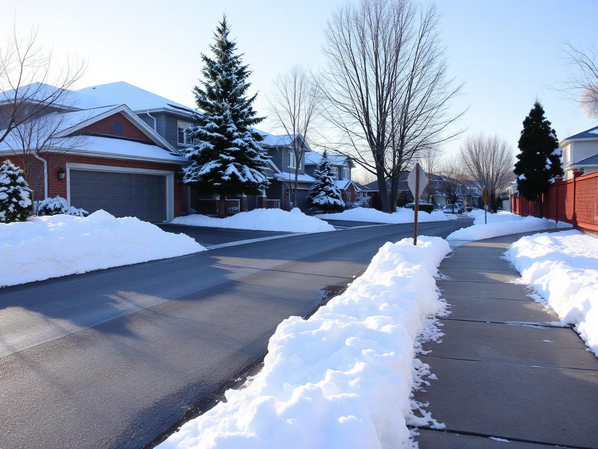 Residential Edmonton driveway and sidewalk cleared of snow